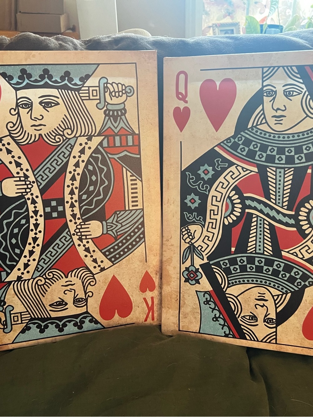 Vintage Style Oversized Playing Card Wall Art - Red, Black, Cream